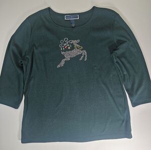 Karen Scott Womens Christmas‎ Top Size Large Green